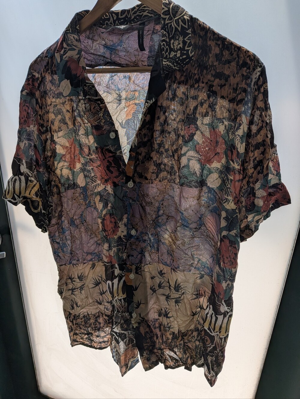 Reclaimed Vintage Multicolor Floral Patchwork Button-Down Shirt